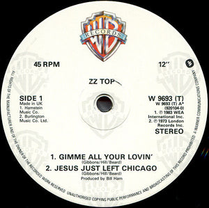 ZZ Top : Gimme All Your Lovin' (12", Single)