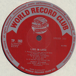 Nancy Wilson With Billy May And His Orchestra : Like In Love (LP, Mono)