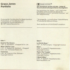 Grace Jones : Portfolio (Cass, Album, P/Mixed)