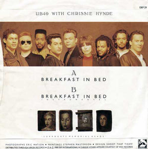 UB40 With Chrissie Hynde : Breakfast In Bed (7", Single, Pap)