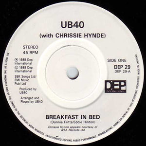 UB40 With Chrissie Hynde : Breakfast In Bed (7", Single, Pap)