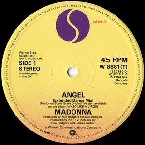 Madonna : Angel (Extended Dance Mix) (12", Single)