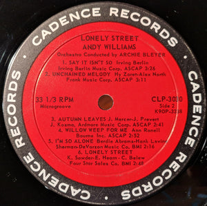 Andy Williams : Lonely Street (LP, Album, Mono)