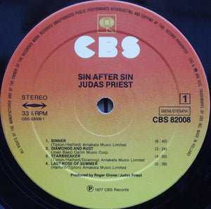 Judas Priest : Sin After Sin (LP, Album, RP)
