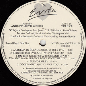 Andrew Lloyd Webber And Tim Rice : Evita (2xLP, Album, Gat)