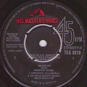 Manfred Mann : Groovin' With Manfred Mann (7", EP, Mono)