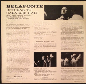 Harry Belafonte With Odetta ~ Miriam Makeba ~ The Chad Mitchell Trio ~ The Belafonte Folk Singers : Belafonte Returns To Carnegie Hall (2xLP, Album, Ind)
