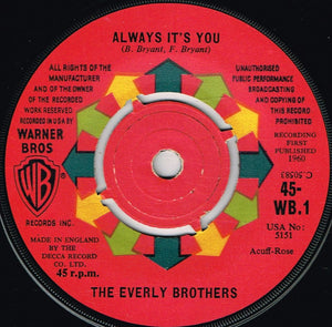Everly Brothers : Cathy's Clown / Always It's You (7", Single)