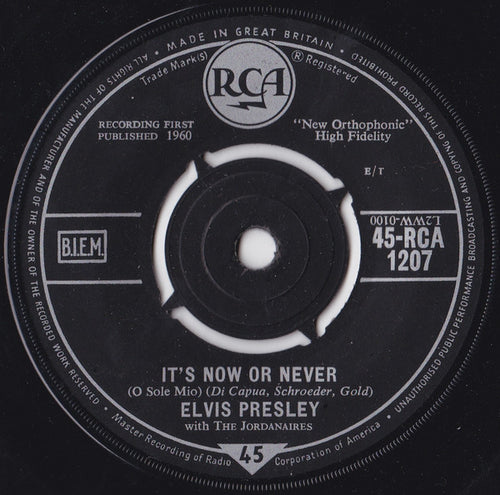 Elvis Presley With The Jordanaires : It's Now Or Never (O Sole Mio) (7