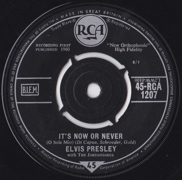 Elvis Presley With The Jordanaires : It's Now Or Never (O Sole Mio) (7