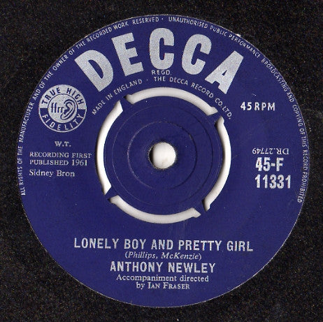 Anthony Newley : And The Heavens Cried / Lonely Boy And Pretty Girl (7