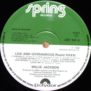 Millie Jackson : Live And Outrageous (Rated XXX) (LP, Album)