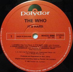The Who : It's Hard (LP, Album)