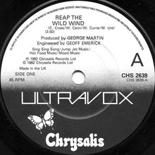 Load image into Gallery viewer, Ultravox : Reap The Wild Wind (7&quot;, Single, Bla)
