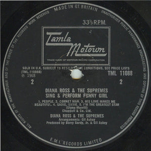 The Supremes : Sing And Perform "Funny Girl" (LP, Album, Mon)