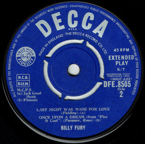 Billy Fury : Billy Fury Hits (7", EP)