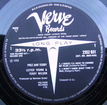 Load image into Gallery viewer, The Lester Young-Teddy Wilson Quartet : Prez &amp; Teddy (2xLP, Comp, Mono, RE)
