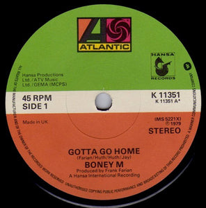 Boney M. : Gotta Go Home (7", Single, Sol)