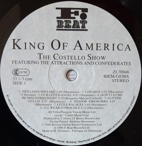 The Costello Show Featuring The Attractions And The Confederates : King Of America (LP, Album, Bas)