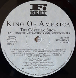 The Costello Show Featuring The Attractions And The Confederates : King Of America (LP, Album, Bas)