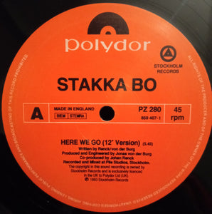 Stakka Bo : Here We Go (12", Single)