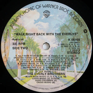 Everly Brothers : Walk Right Back With The Everlys (20 Golden Hits) (LP, Comp)