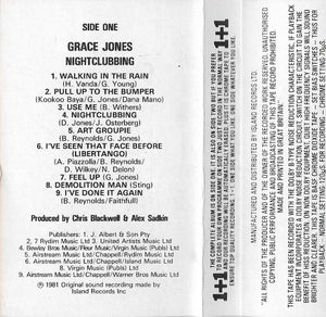 Grace Jones : Nightclubbing (Cass, Album, 1+1)