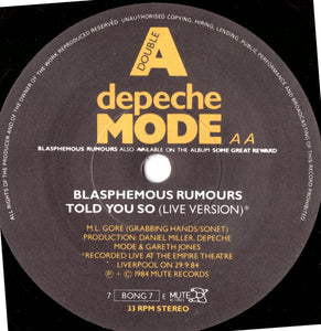 Depeche Mode : Blasphemous Rumours / Somebody (7", EP, Single)