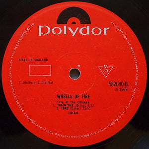 Cream (2) : Wheels Of Fire - Live At The Fillmore (LP, Album, Mono)