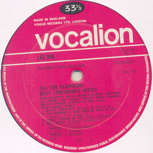 Billy Strayhorn's Septet : Cue For Saxophone (LP, Album, Mono, RE)