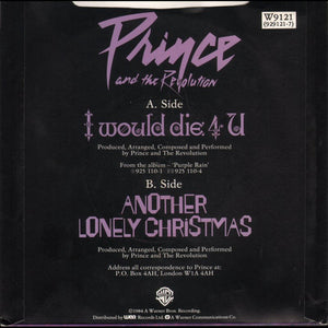 Prince And The Revolution : I Would Die 4 U (7", Single, Inj)