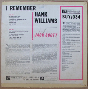 Jack Scott : I Remember Hank Williams (LP)