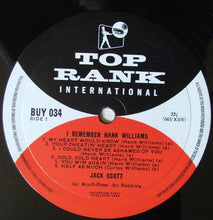 Load image into Gallery viewer, Jack Scott : I Remember Hank Williams (LP)
