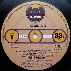 Paul Butterfield's Better Days : It All Comes Back (LP, Album)