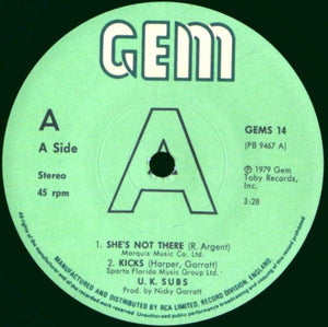 UK Subs : She's Not There (7", EP, Promo)