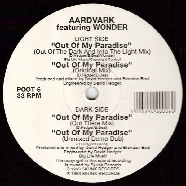 Aardvark Featuring Wonder : Out Of My Paradise (12