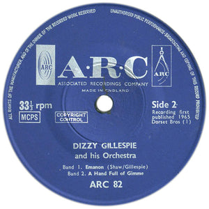 Dizzy Gillespie And His Orchestra : Salt Peanuts / I Waited For You / Emanon / A Hand Full Of Gimme (7", EP, RE)