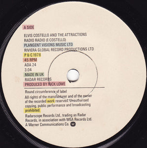 Elvis Costello & The Attractions : Radio Radio (7", Single)