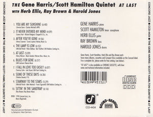 The Gene Harris/Scott Hamilton Quintet With Herb Ellis, Ray Brown And Harold Jones : At Last (CD, Album)