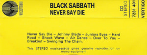 Black Sabbath : Never Say Die! (Cass, Album, Dol)