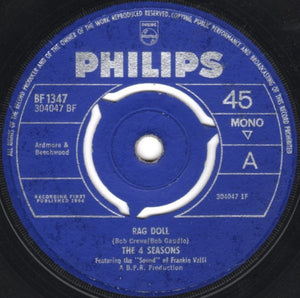 The Four Seasons Featuring The "Sound" Of Frankie Valli : Rag Doll (7", Single, Mono, Pus)