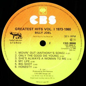 Billy Joel : Greatest Hits Volume I & Volume II (2xLP, Comp, Gat)