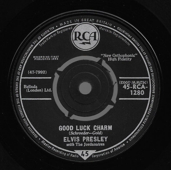 Elvis Presley With The Jordanaires : Good Luck Charm (7