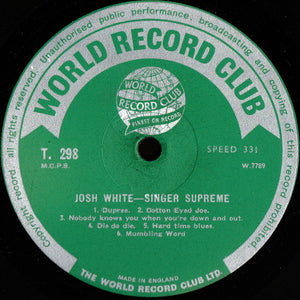 Josh White : Singer Supreme (LP)