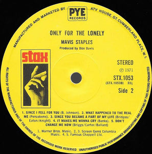 Mavis Staples : Only For The Lonely (LP, Album, RE)