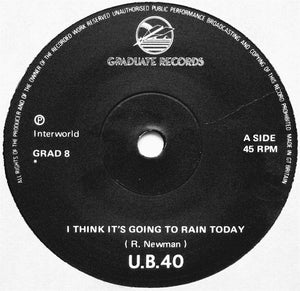 UB40 : I Think Its Going To Rain Today / My Way Of Thinking (7", Single)