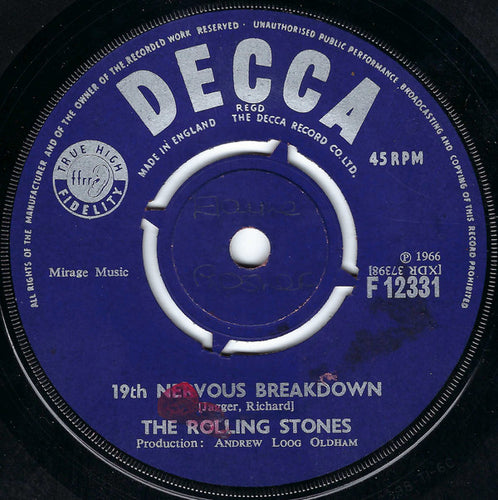 The Rolling Stones : 19th Nervous Breakdown / As Tears Go By (7