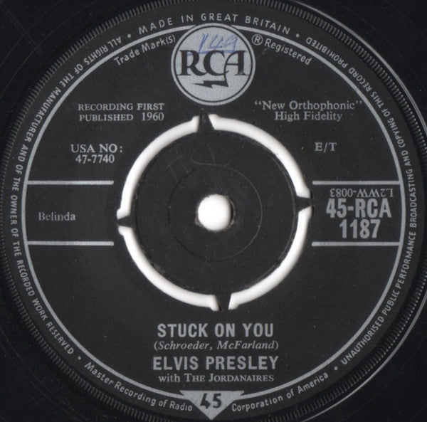 Elvis Presley With The Jordanaires : Stuck On You  (7