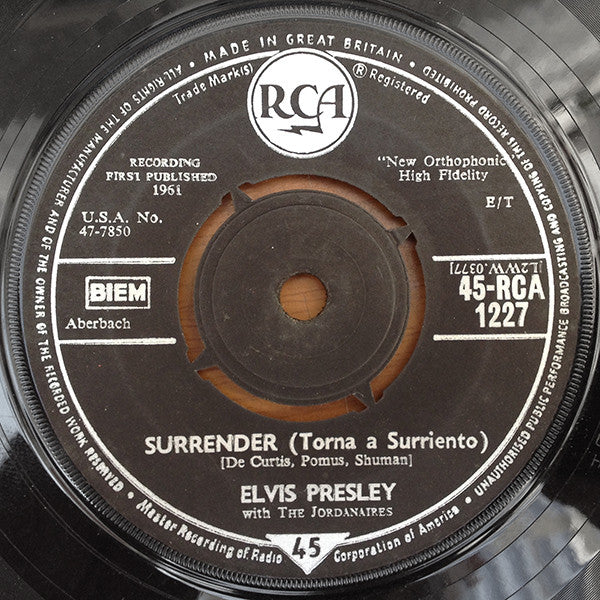 Elvis Presley With The Jordanaires : Surrender (Torna A Surriento) (7