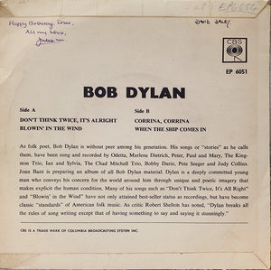 Bob Dylan : Dylan (7", EP, Pus)